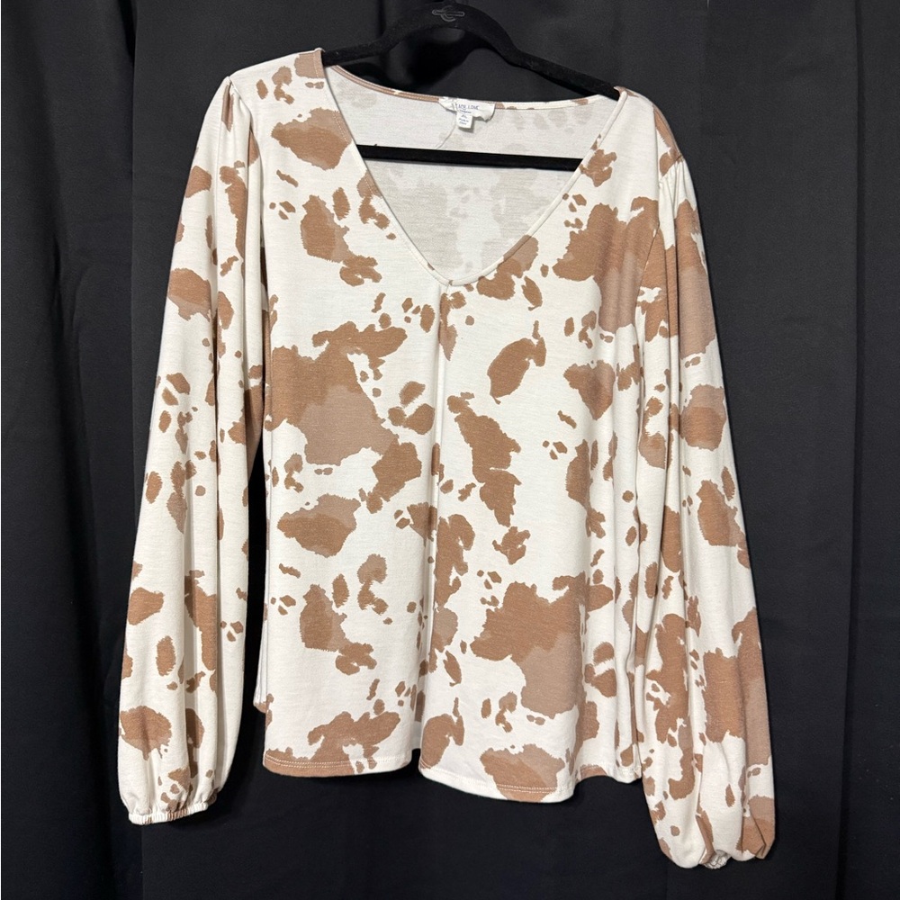 Peach Love California Cream and Brown Blouse